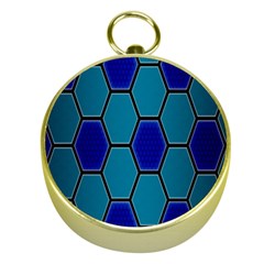Hexagon Background Geometric Mosaic Gold Compasses by Sapixe