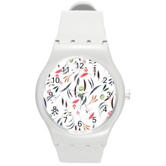 Watercolor Tablecloth Fabric Design Round Plastic Sport Watch (m)