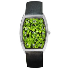 Green Hedge Texture Yew Plant Bush Leaf Barrel Style Metal Watch by Sapixe