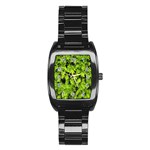 Green Hedge Texture Yew Plant Bush Leaf Stainless Steel Barrel Watch