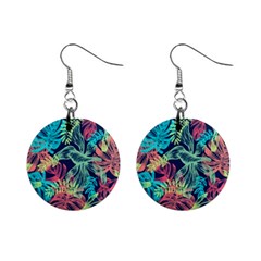 Leaves Tropical Picture Plant Mini Button Earrings