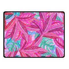 Leaves Tropical Reason Stamping Double Sided Fleece Blanket (small)  by Sapixe