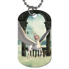 Cute Little Pegasus In The Sky, Cartoon Dog Tag (two Sides) by FantasyWorld7