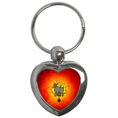 Wonderful Heart With Butterflies And Floral Elements Key Chains (heart)  by FantasyWorld7