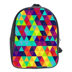 Bright Color Triangles Seamless Abstract Geometric Background School Bag (large) by Alisyart
