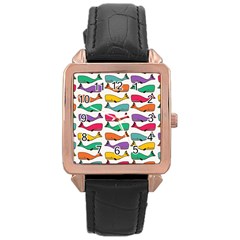Fish Whale Cute Animals Rose Gold Leather Watch  by Alisyart