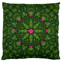 The Most Sacred Lotus Pond  With Bloom    Mandala Large Cushion Case (two Sides) by pepitasart