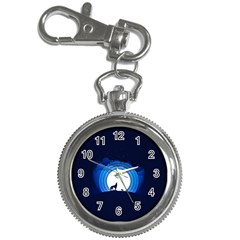 Month Full Moon Wolf Night Key Chain Watches by Nexatart