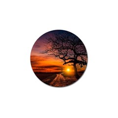 Lonely Tree Sunset Wallpaper Golf Ball Marker (4 Pack)