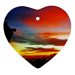 Sunset Mountain Indonesia Adventure Heart Ornament (two Sides) by Nexatart
