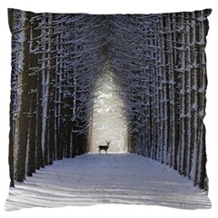 Trees Nature Snow Deer Landscape Winter Large Flano Cushion Case (one Side) by Alisyart