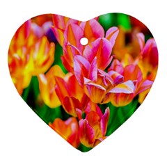 Blushing Tulip Flowers Heart Ornament (two Sides) by FunnyCow