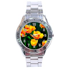 Yellow Orange Tulip Flowers Stainless Steel Analogue Watch by FunnyCow