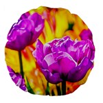 Violet Tulip Flowers Large 18  Premium Flano Round Cushions Back