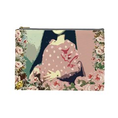 Rose Floral Doll Cosmetic Bag (large) by snowwhitegirl