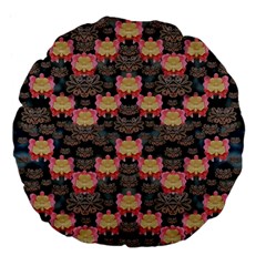 Heavy Metal Meets Power Of The Big Flower Large 18  Premium Flano Round Cushions by pepitasart