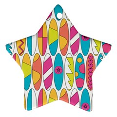 Mini Rainbow Colored Waikiki Surfboards  Star Ornament (two Sides) by PodArtist