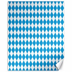 Oktoberfest Bavarian Blue And White Large Diagonal Diamond Pattern Canvas 11  X 14  by PodArtist