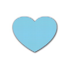 Oktoberfest Bavarian Blue And White Small Diagonal Diamond Pattern Rubber Coaster (heart)  by PodArtist