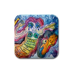 Watercolor Mermaid Rubber Square Coaster (4 Pack)  by chellerayartisans