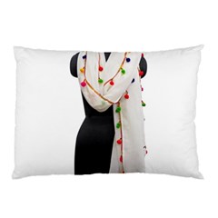 Indiahandycrfats Women Fashion White Dupatta With Multicolour Pompom All Four Sides For Girls/women Pillow Case by Indianhandycrafts