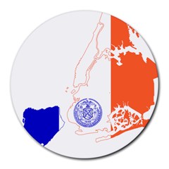 Flag Map Of New York City Round Mousepads by abbeyz71