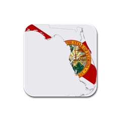 Flag Map Of Florida  Rubber Square Coaster (4 Pack)  by abbeyz71