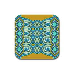 Green Blue Shapes                                            Rubber Square Coaster (4 Pack by LalyLauraFLM