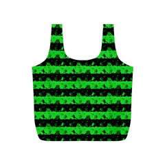 Monster Green And Black Halloween Nightmare Stripes  Full Print Recycle Bag (s) by PodArtist