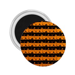 Pale Pumpkin Orange And Black Halloween Nightmare Stripes  2 25  Magnets by PodArtist
