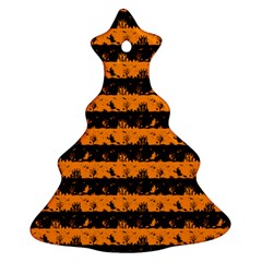 Pale Pumpkin Orange And Black Halloween Nightmare Stripes  Christmas Tree Ornament (two Sides) by PodArtist