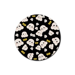 Cute Kawaii Popcorn Pattern Rubber Coaster (round)  by Valentinaart