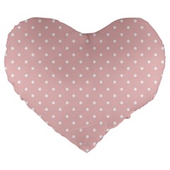 Little  Dots Pink Large 19  Premium Flano Heart Shape Cushions by snowwhitegirl