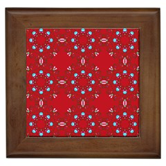 Embroidery Paisley Red Framed Tiles by snowwhitegirl