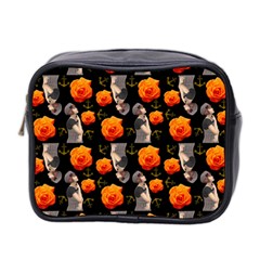 Girl With Roses And Anchors Black Mini Toiletries Bag (two Sides) by snowwhitegirl