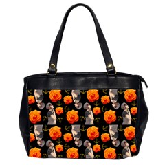 Girl With Roses And Anchors Black Oversize Office Handbag (2 Sides) by snowwhitegirl