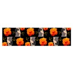 Girl With Roses And Anchors Black Satin Scarf (Oblong)