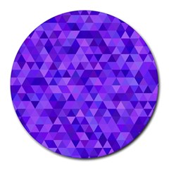 Purple Triangle Purple Background Round Mousepads by Sapixe