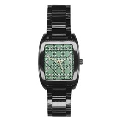 Pattern Graphics Figure Line Glass Stainless Steel Barrel Watch by Sapixe