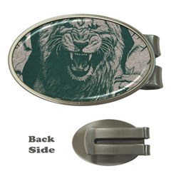 Angry Male Lion Pattern Graphics Kazakh Al Fabric Money Clips (oval) 