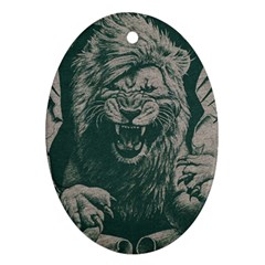 Angry Male Lion Pattern Graphics Kazakh Al Fabric Oval Ornament (two Sides) by Sapixe