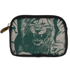 Angry Male Lion Pattern Graphics Kazakh Al Fabric Digital Camera Leather Case by Sapixe