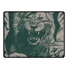 Angry Male Lion Pattern Graphics Kazakh Al Fabric Fleece Blanket (small) by Sapixe