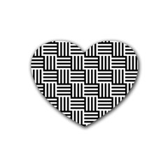 Basket Black Lines Stripes White Heart Coaster (4 Pack)  by Sapixe