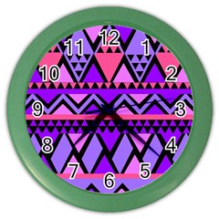 Seamless Purple Pink Pattern Color Wall Clock by Sapixe