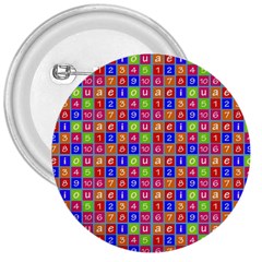 Numbers And Vowels Colorful Pattern 3  Buttons by dflcprints