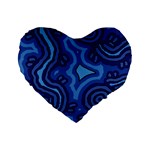 Aboriginal Art - Blue Campsites Standard 16  Premium Flano Heart Shape Cushions Front