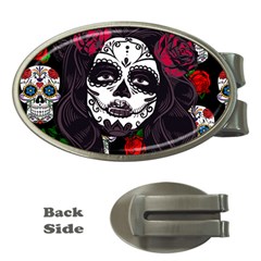 Mexican Skull Lady Money Clips (oval)  by snowwhitegirl