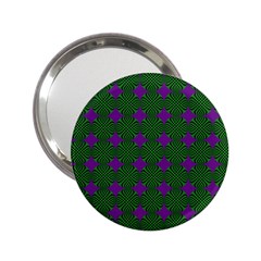 Mod Green Purple Circles Pattern 2 25  Handbag Mirrors by BrightVibesDesign