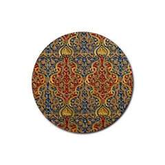 Wall Texture Pattern Carved Wood Rubber Round Coaster (4 Pack)  by Simbadda